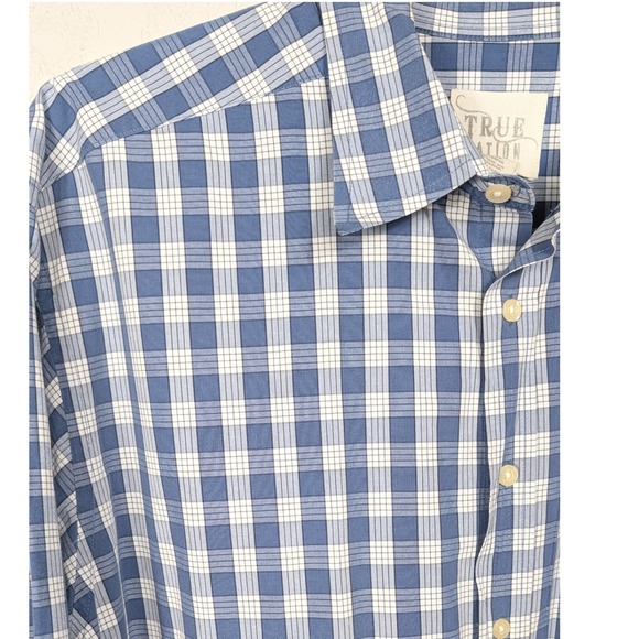 True Nation Mens XLT Blue Plaid Long Sleeve Button Down Shirt Cotton Blend - Picture 1 of 7